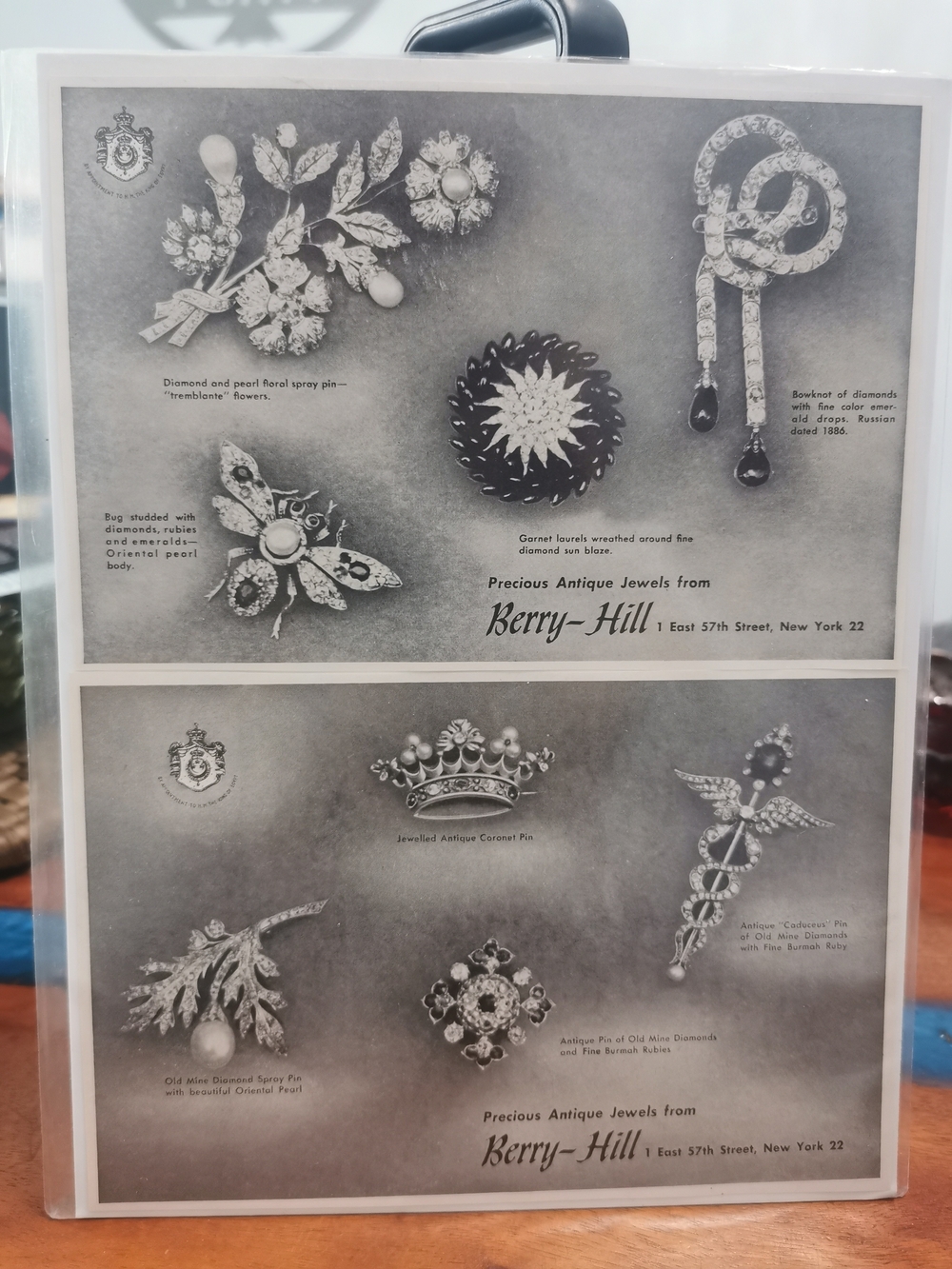 Original 1947 - Antique Jewelry Ads - Berry Hill - New York Black & White